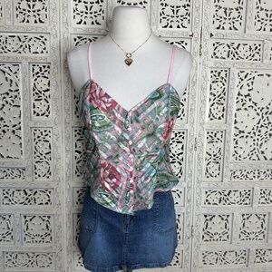 Vintage Victorias‎ Secret Gold Label Pink Sheer Coquette Sleepwear Tank Top Sz S